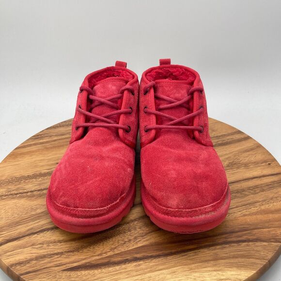 UGG Neumel Boots Mens Size 9 Red Suede Chukka Casual Comfort Ankle Fur Lined main image 7